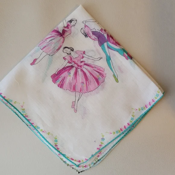 Ballerina Hankie ~ Handkerchief ~ Vintage ~ MCM ~ Pretty! - Picture 11 of 16